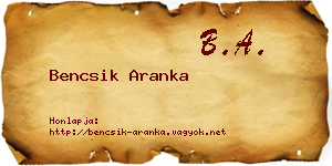 Bencsik Aranka névjegykártya
