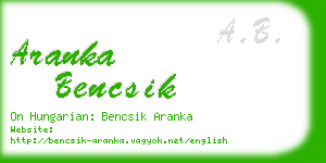 aranka bencsik business card